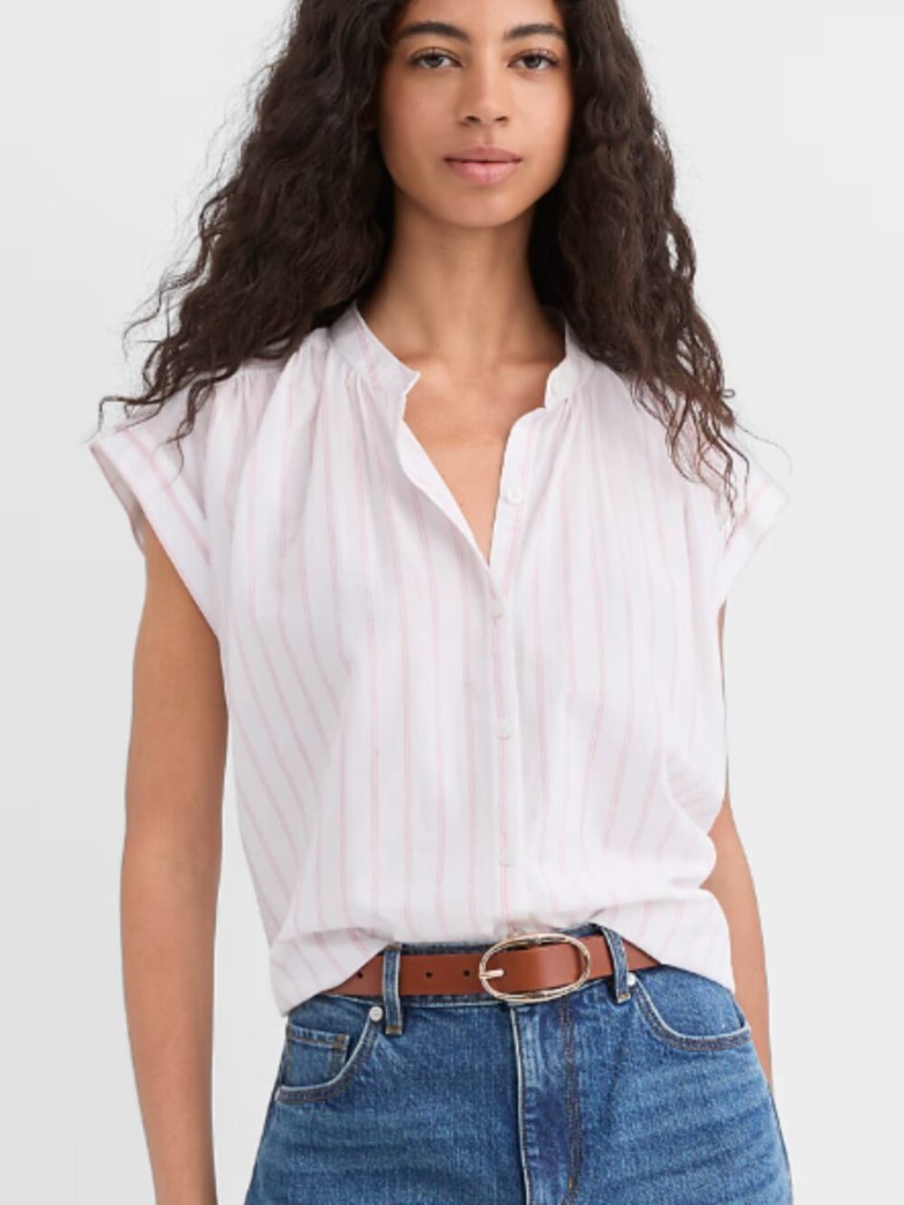 LOFT Striped Everyday Dolman Shirt Medium Confetti Pink